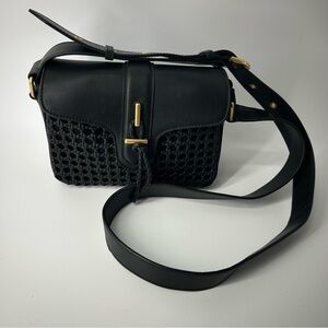Vince Camuto Black Woven Crossbody Bag